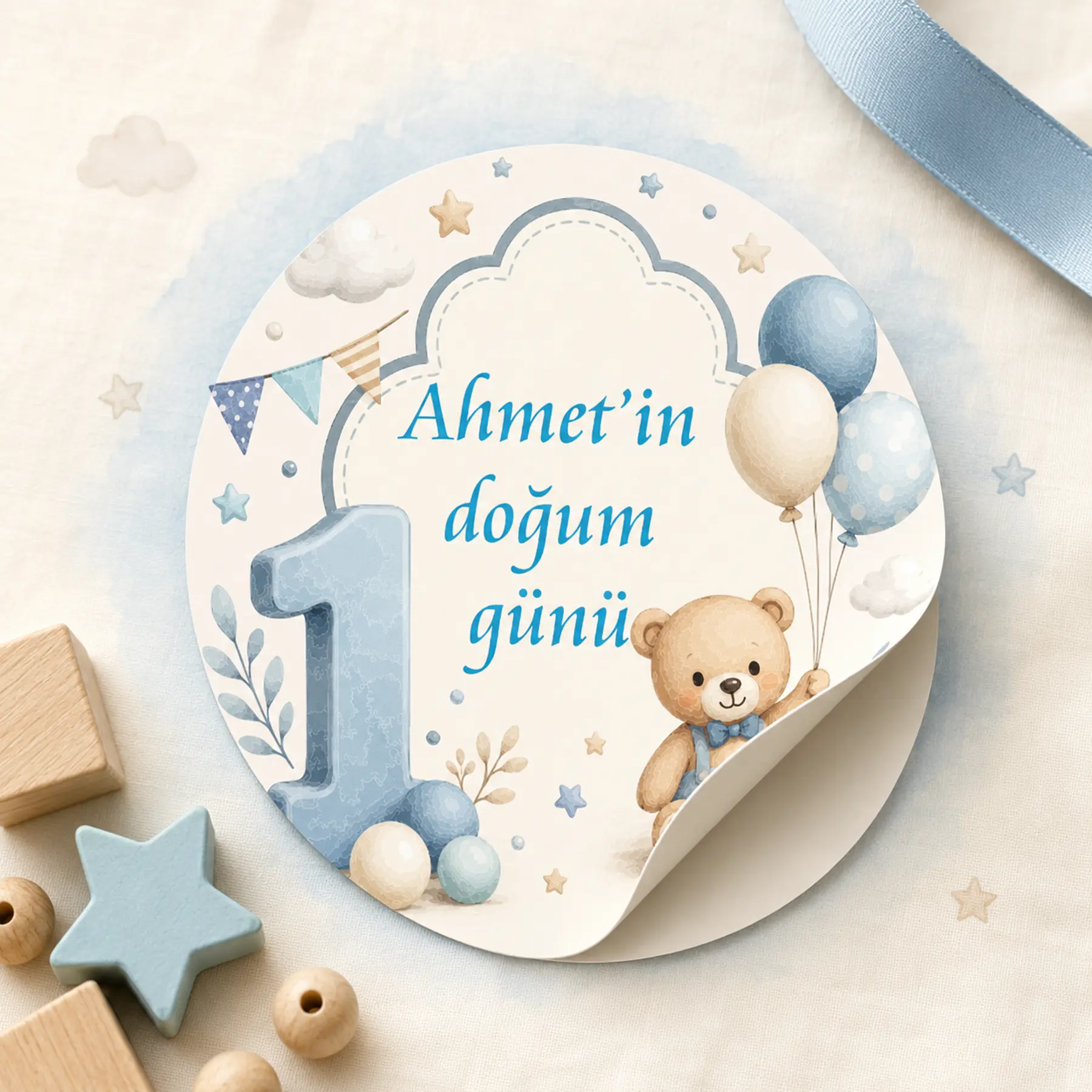 1 Yaş Doğum Günü Erkek Sticker