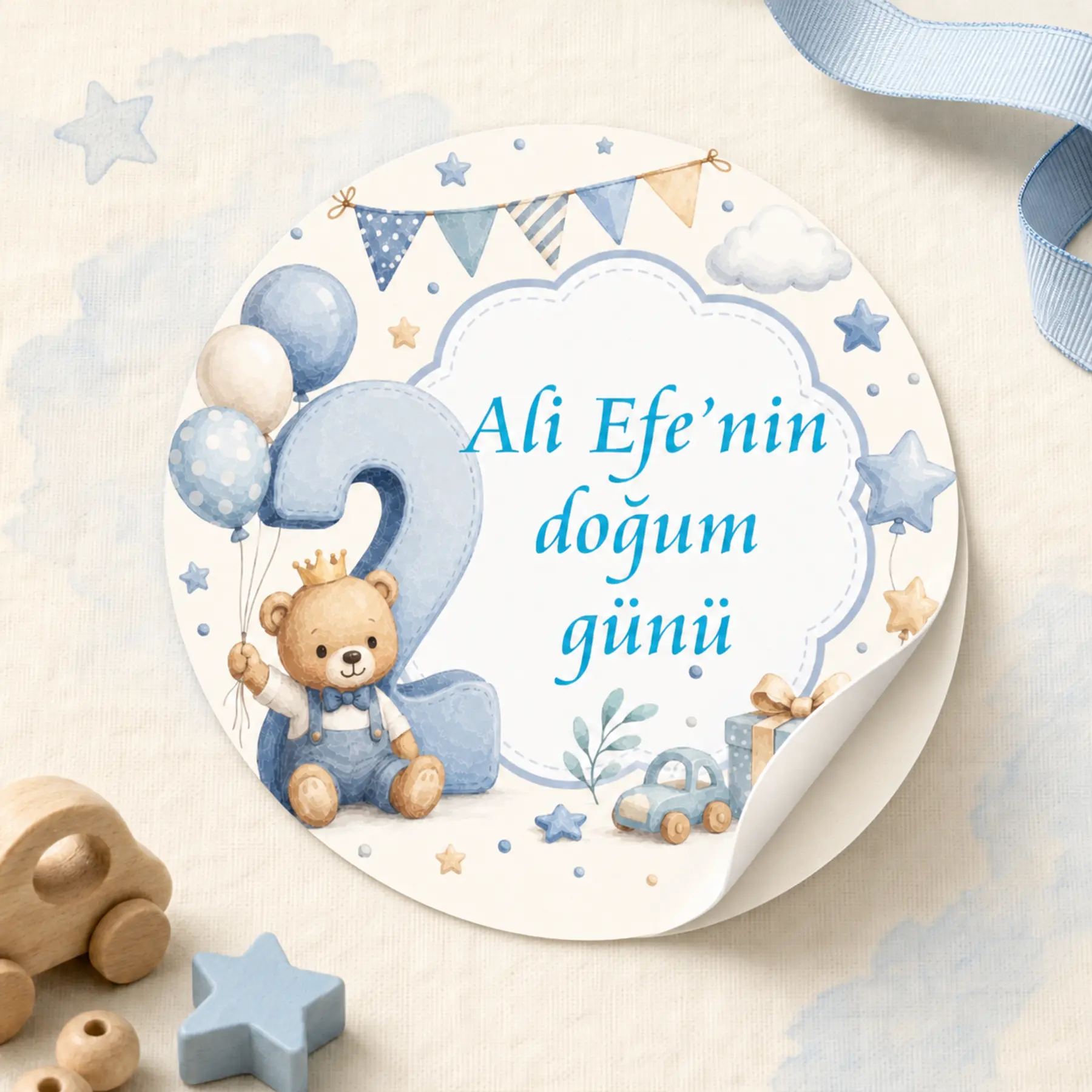 2 Yaş Doğum Günü Erkek Sticker