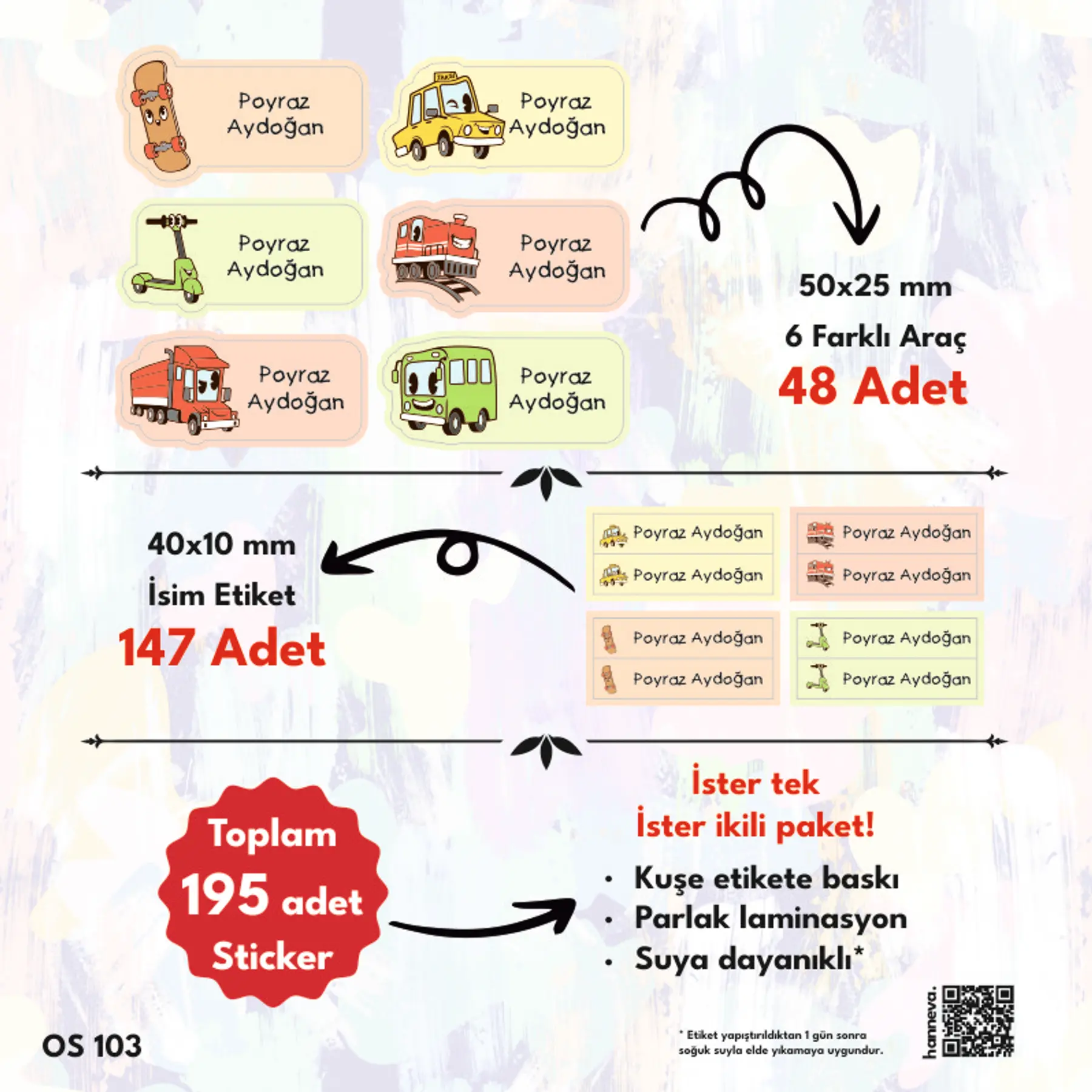 Araç Temalı Sticker 6 Figür