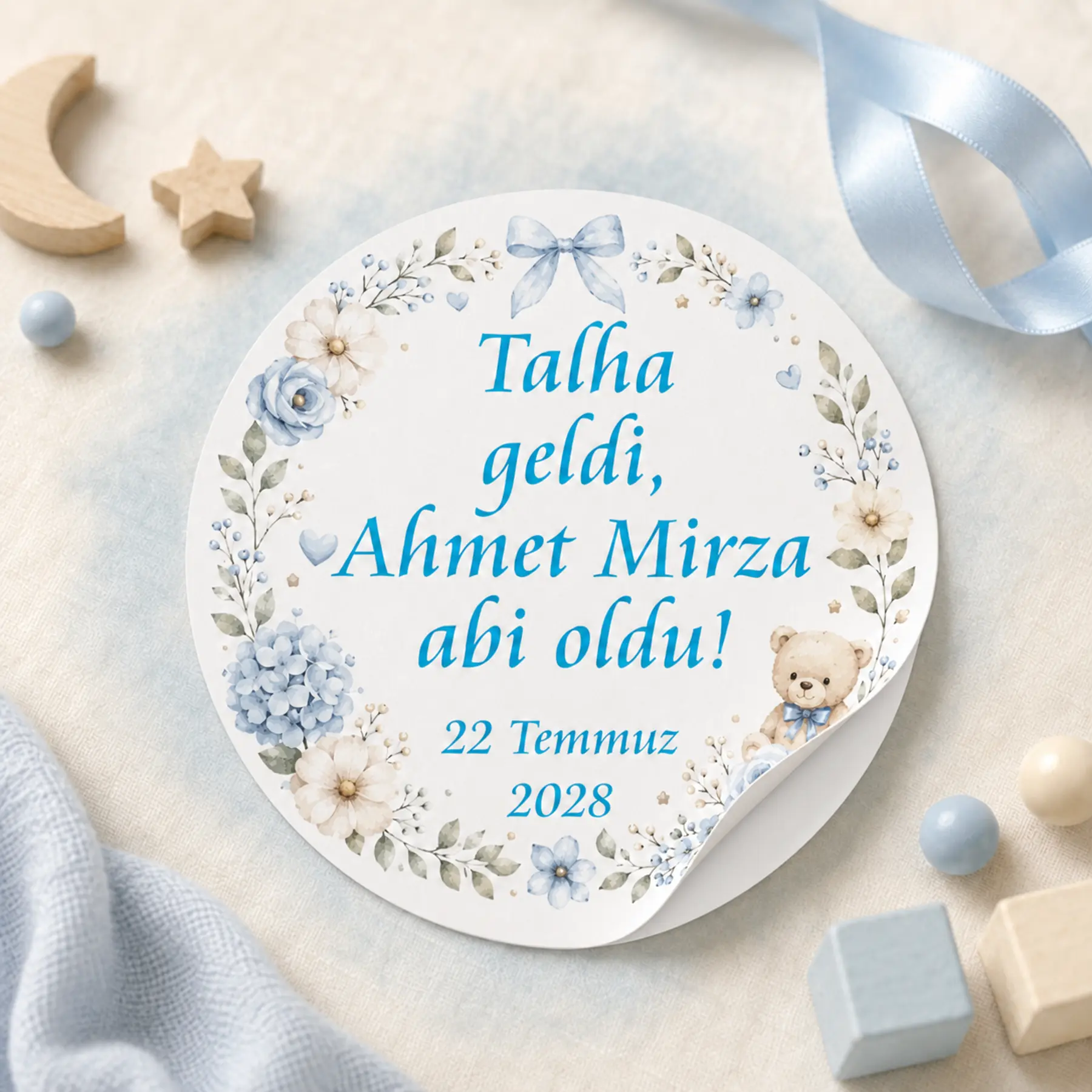 Çiçek Temalı Hoşgeldin Bebek Erkek Sticker