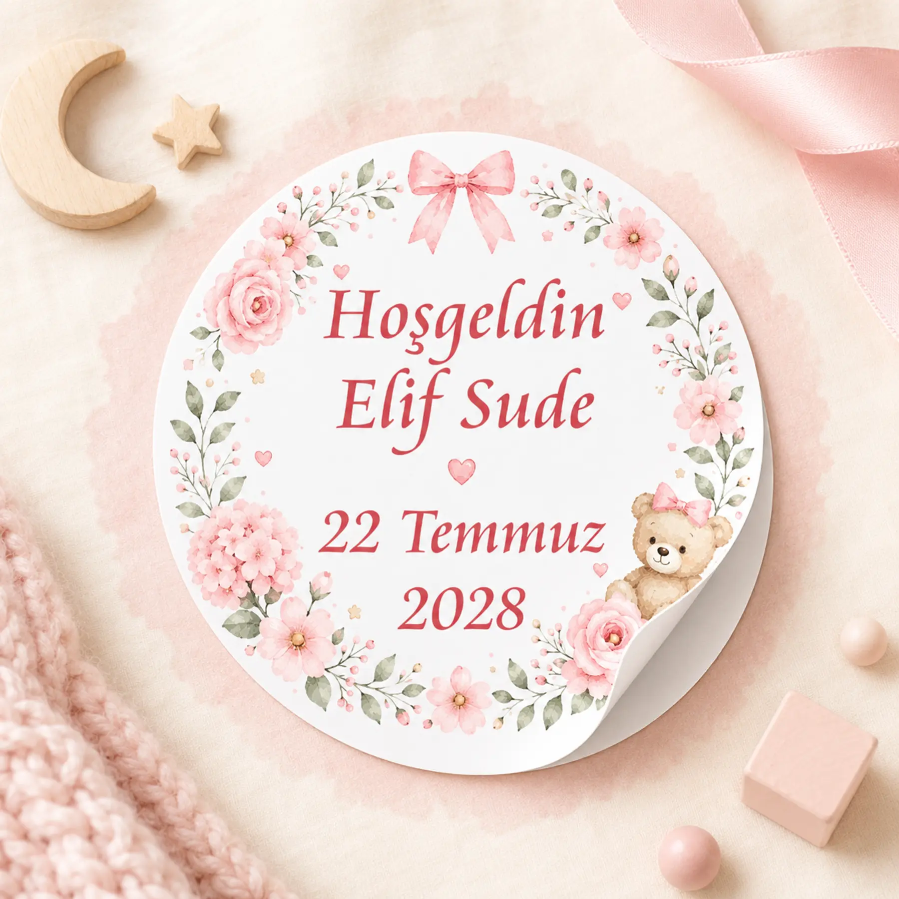Çiçek Temalı Hoşgeldin Bebek Kız Sticker