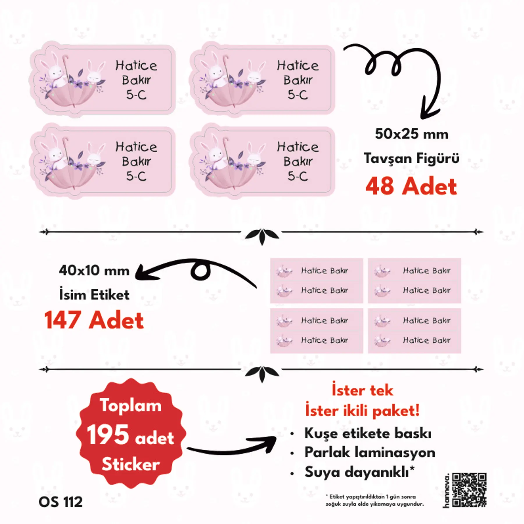 Sevimli Tavşan Temalı Sticker